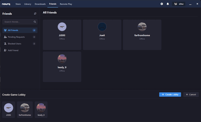 Friends Lobby Interface