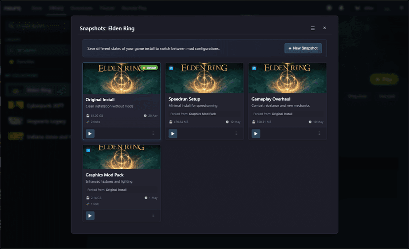 Game Snapshots Interface