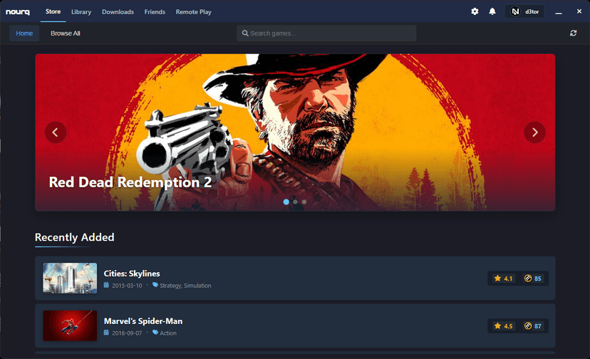 Browse Games Interface